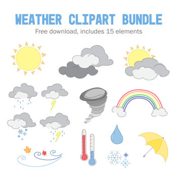Preview of Hand-drawn Weather Clipart Bundle- free download