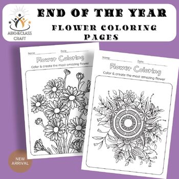 Preview of Hand-drawn flower coloring pages (spring, summer activities .. end of year