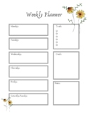 Hand-painted Black-Eyed Susan Weekly Planner Pages