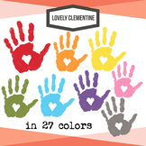 Hand prints with heart - rainbow clipart  - Lovely Clementine