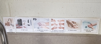Preview of Hand-washing sign with real pictures for classroom