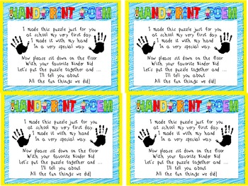 Kindergarten Handprint Poem