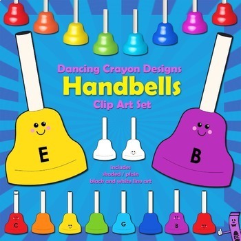 Preview of Handbells Clip Art - Colored Bells | Musical Instruments