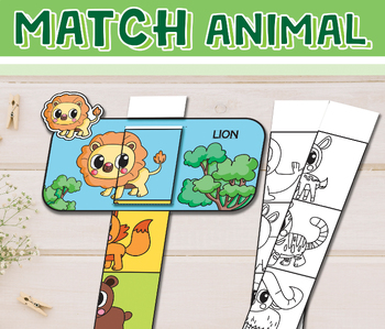 Preview of Handcraft Animal matching, art skills for kindergarten and up, Printable