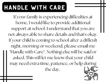 Handle with Care Note - A School Note for Kids Having a Bad Day