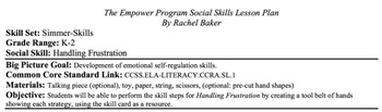 Preview of Handling Frustration - Social Skills Lesson Plan