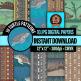 Land and Sea Turtle Digital Papers - Scenic Marine Life Patterns