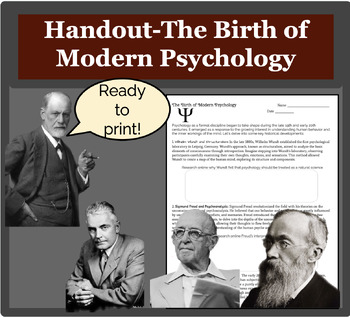 Preview of Handout- The Birth of Modern Psychology and Famous Psychologists