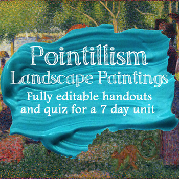 Preview of Handouts for Pointillism Landscape Watercolor Unit - Fully Editable Word Doc