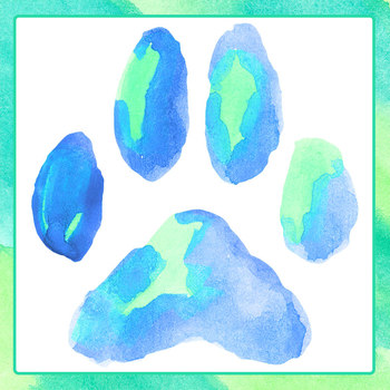 Handpainted Watercolor Dogs Paw Prints / Pets Clip Art For Commercial Use