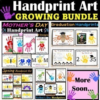 Preview of Handprint Art Growing Year long Bundle , Keepsake Art, Handprint Craft, Gift