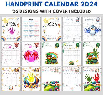Preview of Handprint Calendar 2024 | Printable for PreK Preschool Kindergarten