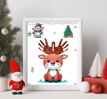 Handprint Christmas | Craft Handprint Rudolph The Reindeer Printable