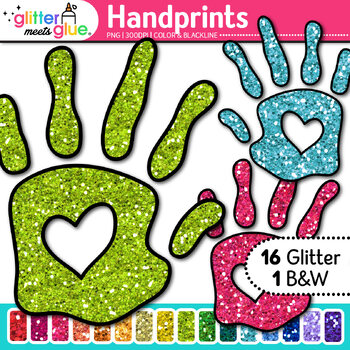 Preview of Handprint Clipart: 17 Colorful Simple Heart Child Hand Clip Art, Transparent PNG
