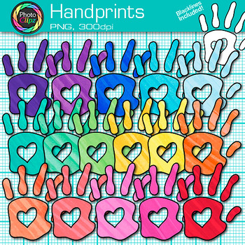 Handprint Clipart: 17 Colorful Simple Heart Child Hand Clip Art