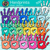 Handprint Clipart: 17 Colorful Simple Heart Child Hand Cli