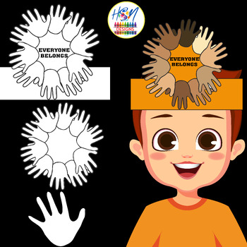 Preview of Handprint Harmony Day Hat Craft, Everyone Belongs Crown Headband Activity