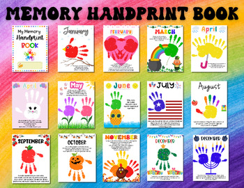 Preview of Handprint Memory Book with Poems- Year Long