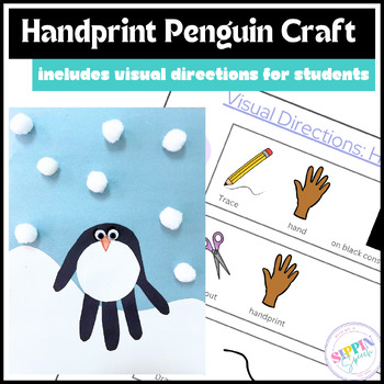 Preview of Handprint Penguin Craft with Visual Directions