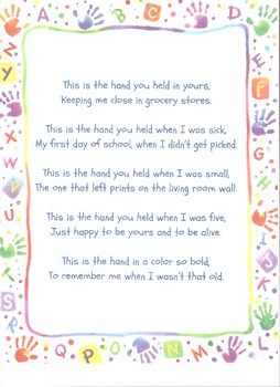 Handprint Poem (Perfect for Mother's Day Project too!) by Sherrie Orestis