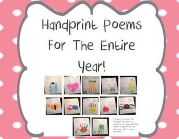 Preview of Handprint Poems For The Entire Year! End of the Year Keepsake