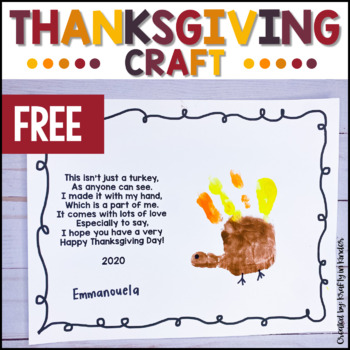 Preview of Thanksgiving Craft Handprint Turkey Poem