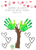 Handprint printable 'Helping me grow makes my heart happy'