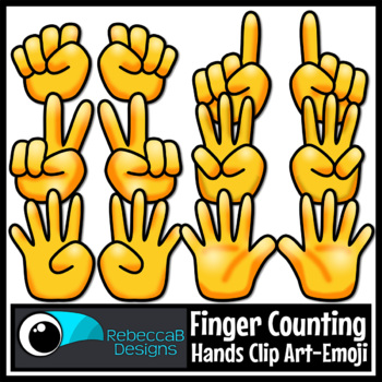 Preview of Finger Counting Hands Clip Art - Emoji Style