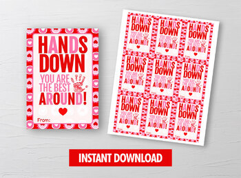 Preview of Hands Down You Are The Best Card, Hand Lotion Sanitizer Tag, School Exchange
