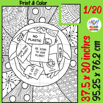 Preview of Hands Holding Planet Earth Day Collaborative Poster Coloring & Puzzle Activities