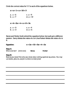 Solving Equations Simplifying Practice Worksheets algebra homework 6.EE.A2
