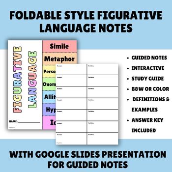 Preview of Hands-On Foldable Style Figurative Language Notes & Editable Presentation