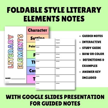 Preview of Hands-On Foldable Style Literary Elements Notes & Editable Presentation