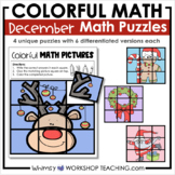 Hands On MATH Puzzles - DECEMBER Christmas Themes with Wri