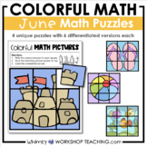 Hands On MATH Puzzles - JUNE Summer Beach Ocean Themes wit