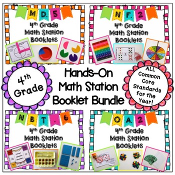 Preview of Math Station Hands-On Booklet Bundle - (All 4th grade CC) - Distance Learning