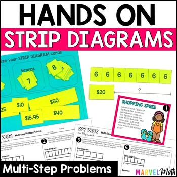 Preview of Hands On Strip Diagrams Multi Step Word Problems - Multiplication TEKS 3.5B 3.4K