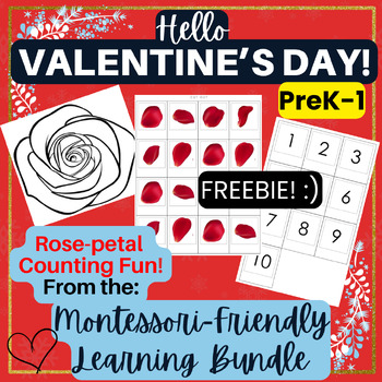 Preview of Hands-On Valentine's Day Rose-Petal Counting Activity -- Freebie! :) (PreK-1)