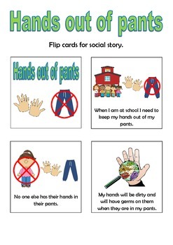 Preview of Hands Out Of Pants Social Story Flip Book