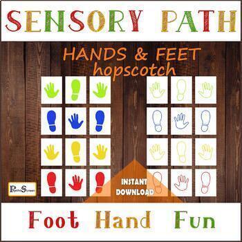 Preview of HANDS & SHOE STEPS Sensory Path • Hopscotch for preschooler • Hand and foot