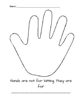 Hands are Not for Hitting worksheet by JENunine Counseling | TPT