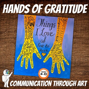 Preview of Hands of Gratitude Acrylic Painting, Middle or High School Art; Art with ELA