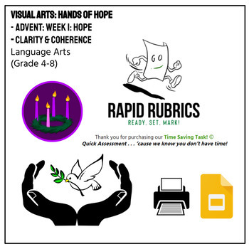 Preview of Hands of Hope - Advent - Art - Doodle - Time Saving Task - Rapid Rubrics