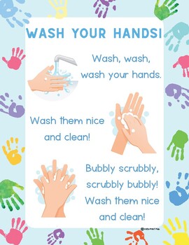 Handwashing Song Poster for Preschool by Kids Print Hub | TPT