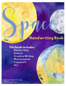 Preview of Handwriting 180 Days Open and Go Space Themed Cursive Curriculum - Bible