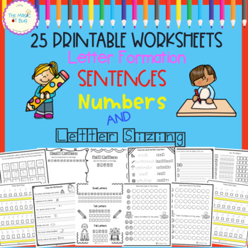 Preview of Handwriting Activities - 25 Worksheets - Letter Sizing - Occupational therapy