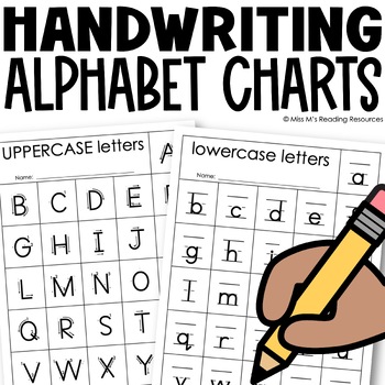 Preview of Handwriting Alphabet Charts Alphabet Tracing by Miss M's Reading Resources