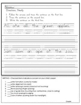 Handwriting Assessments A to Z with Sentences and Guides by Mrs ...