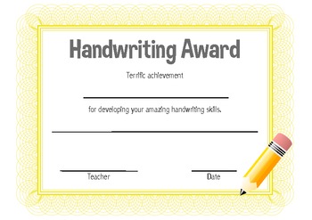 Handwriting Award by Lauren Luchow | Teachers Pay Teachers