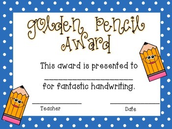 Handwriting Awards by First Things 1st | Teachers Pay Teachers